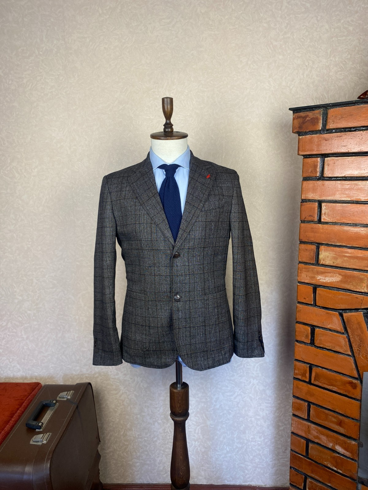 NWOT! Linea Sartoriale Milano Brown Check Cashmere Unlined Italian Blazer 40