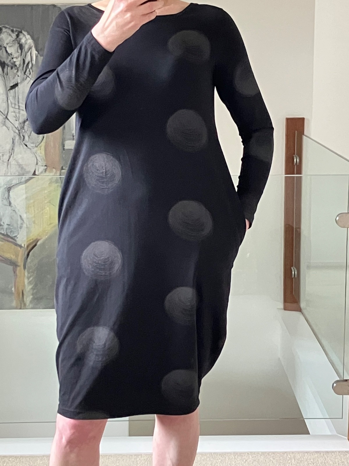 Mama b. Crasi Fitted Black jersey Dress Lagenllok Casual Pockets Size S
