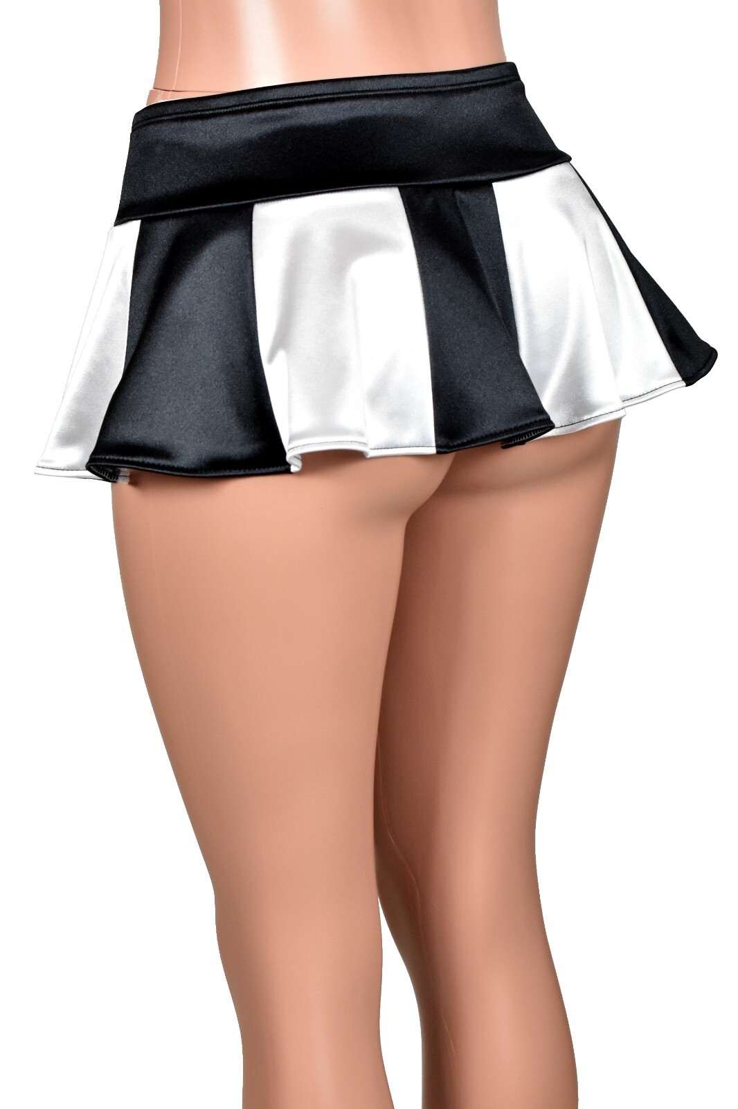 Black White Stretch Satin Micro Mini Skirt XS to XL 2XL 3XL lingerie plus size