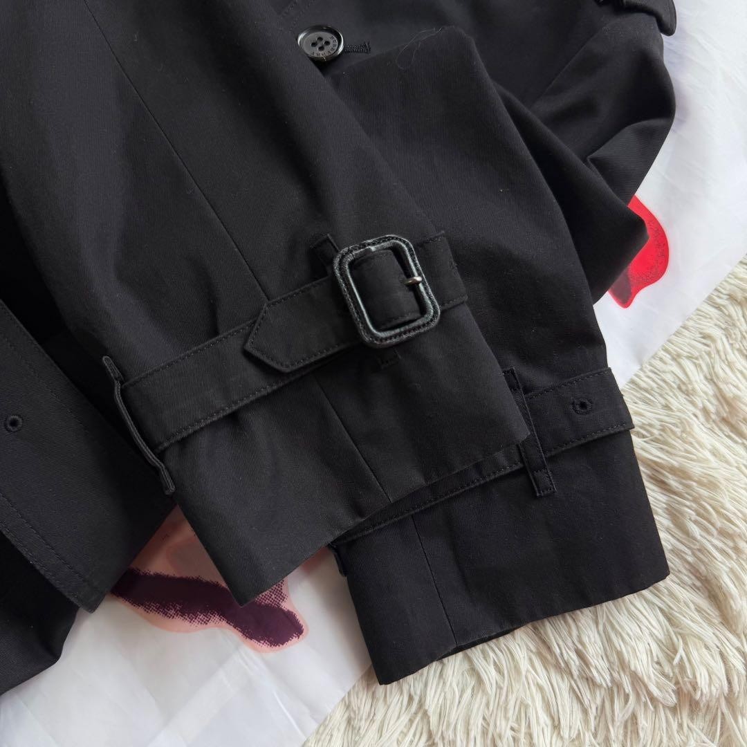 Burberry London Black Coat Removable Wool Liner Women’s Size 36 Belted Check