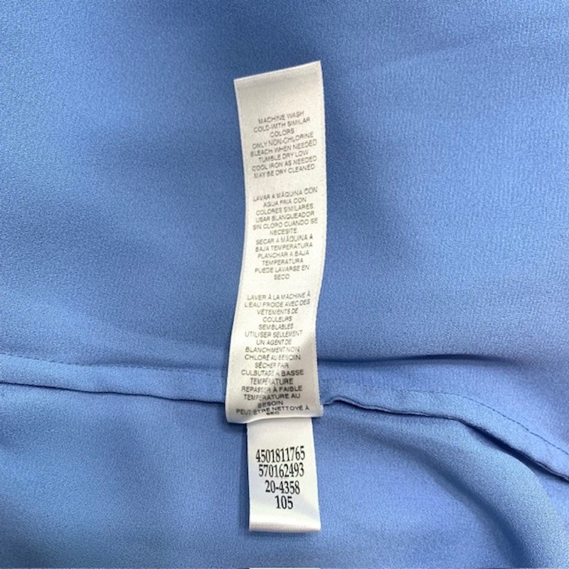 WHBM V Neck Pullover Blue Tunic Flowy Long Sleeve Top | 8