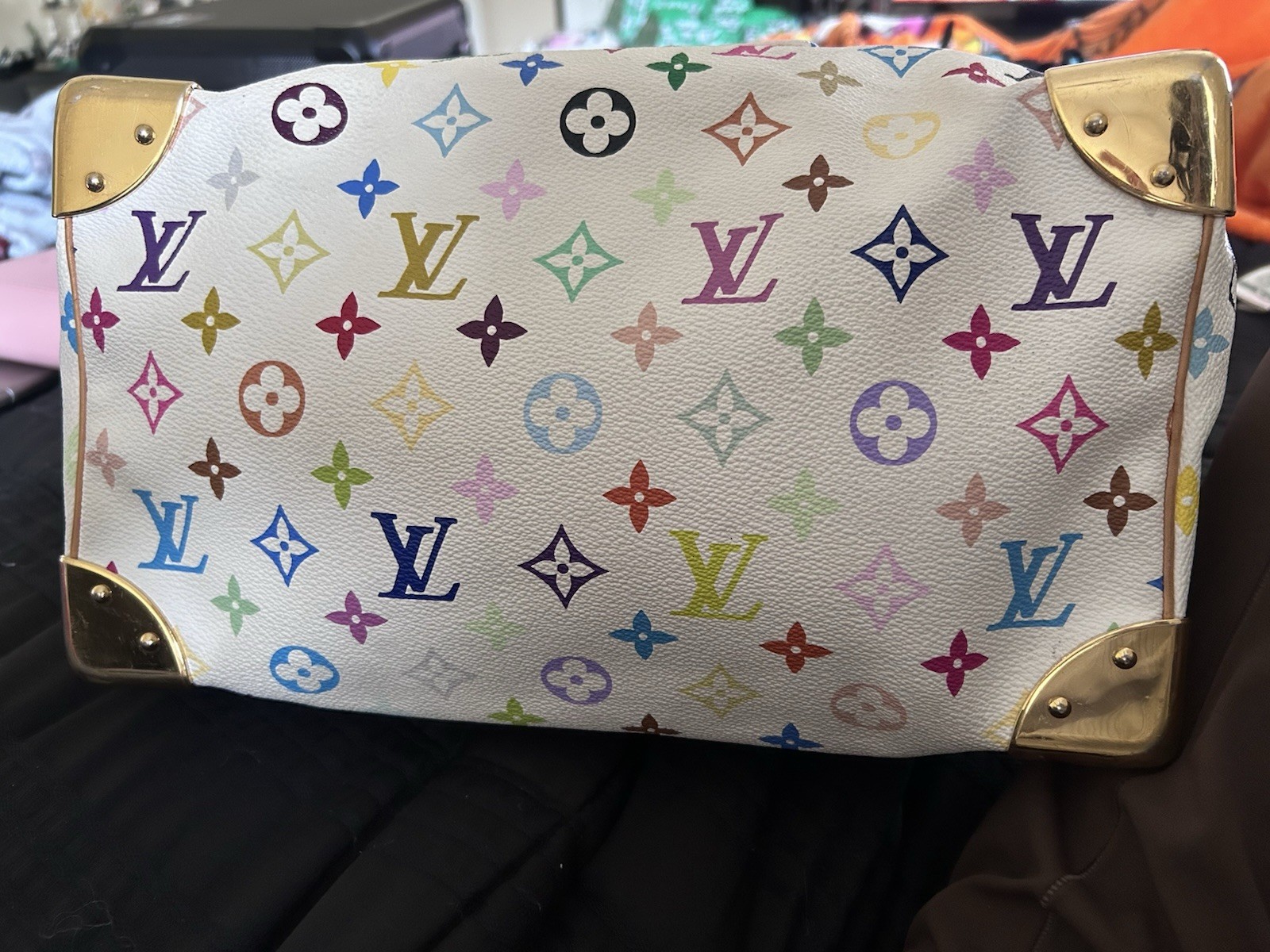 Louis Vuitton Takashi MurakamiWhite Multicolor Speedy 30Handbag Purse Tote