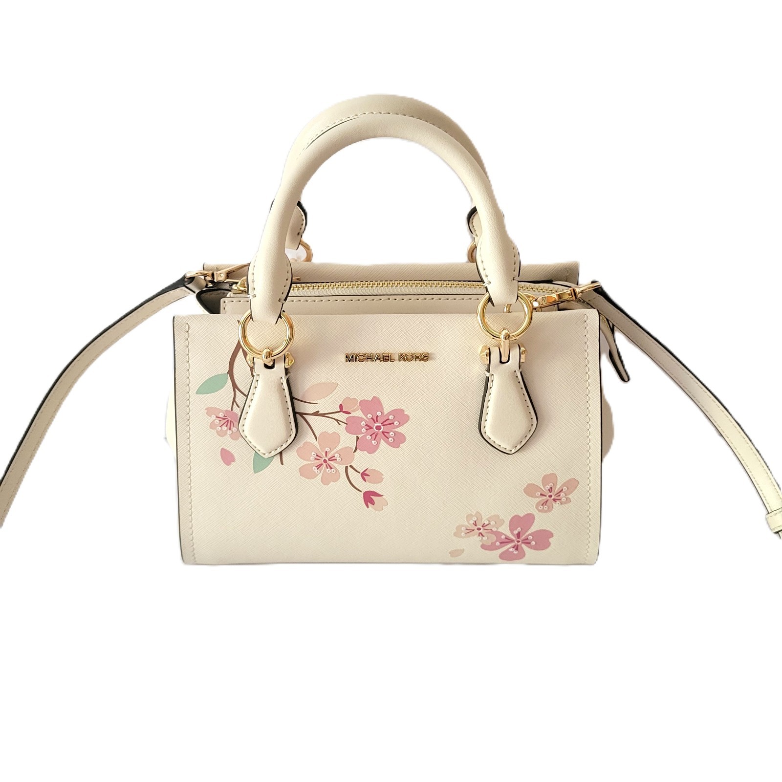 Michael Kors Marilyn Small Messenger Satchel Handbag Light Cream Multi Floral