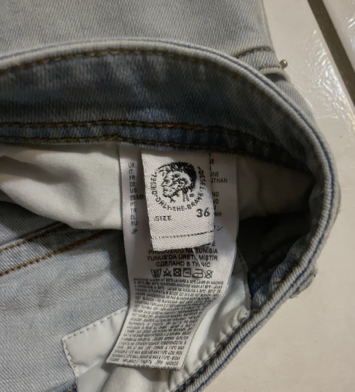 DIESEL Thommer Slim-Skinny 081AR Stretch Jeans Men’s W36/L32 Whiskers Faded