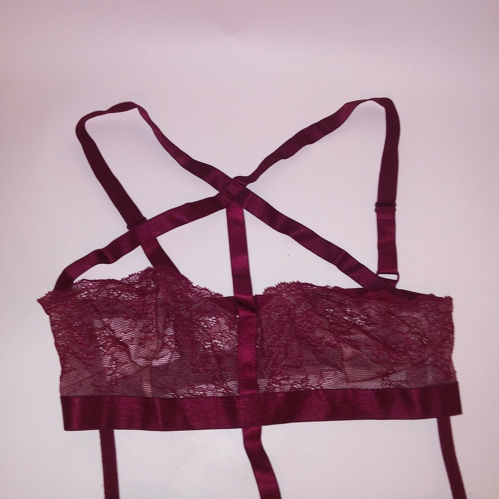 Victoria Secret Lingerie Teddy One Piece Bodysuit Small Deep Red Lace Strappy