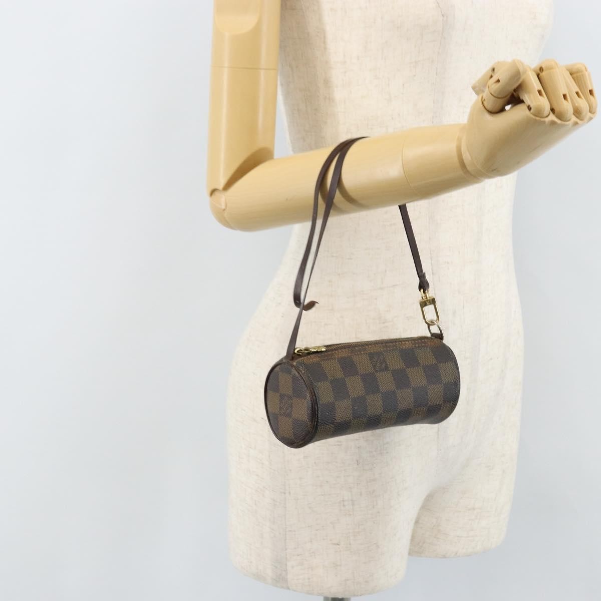 LOUIS VUITTON Damier Ebene Papillon Pouch LV Auth BA10869