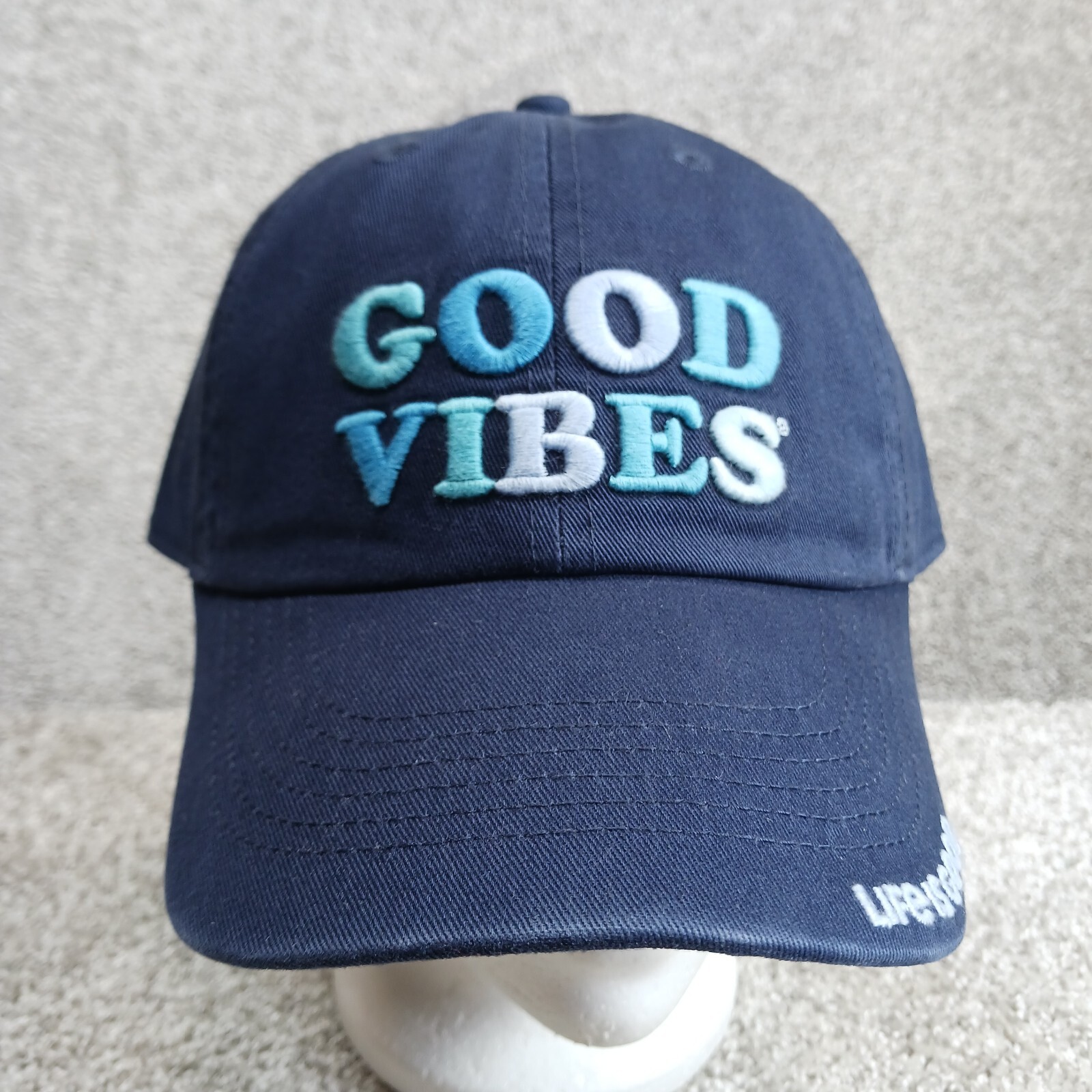 Life Is Good Hat Adult One Size Adjustable Blue Good Vibes Beach Summer Relax