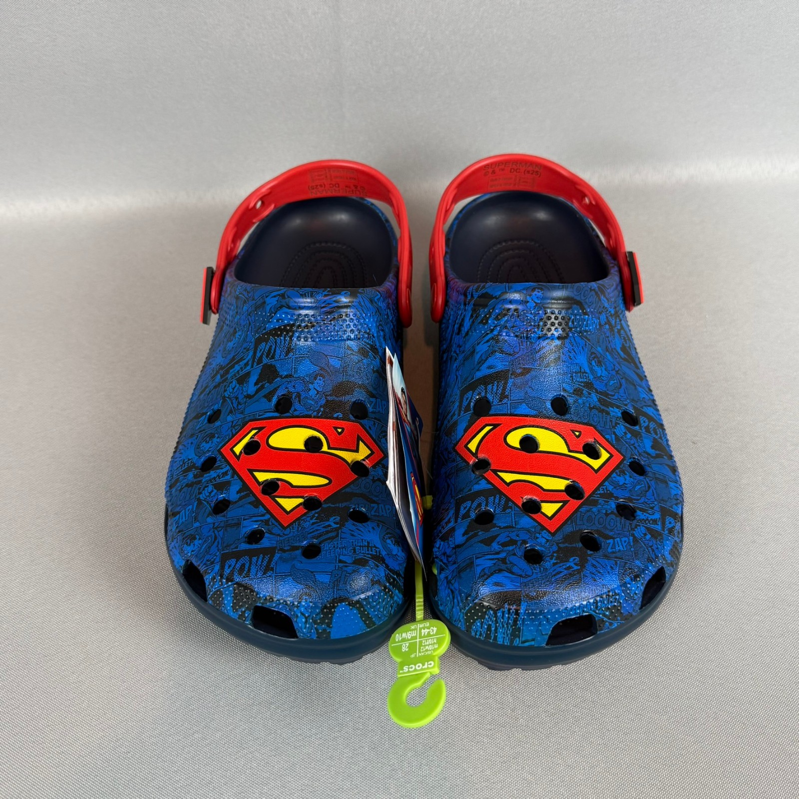 Crocs Superman Classic Clogs Mens 10 Blue Red W12 Slip-On 211131-90H DC New NWT