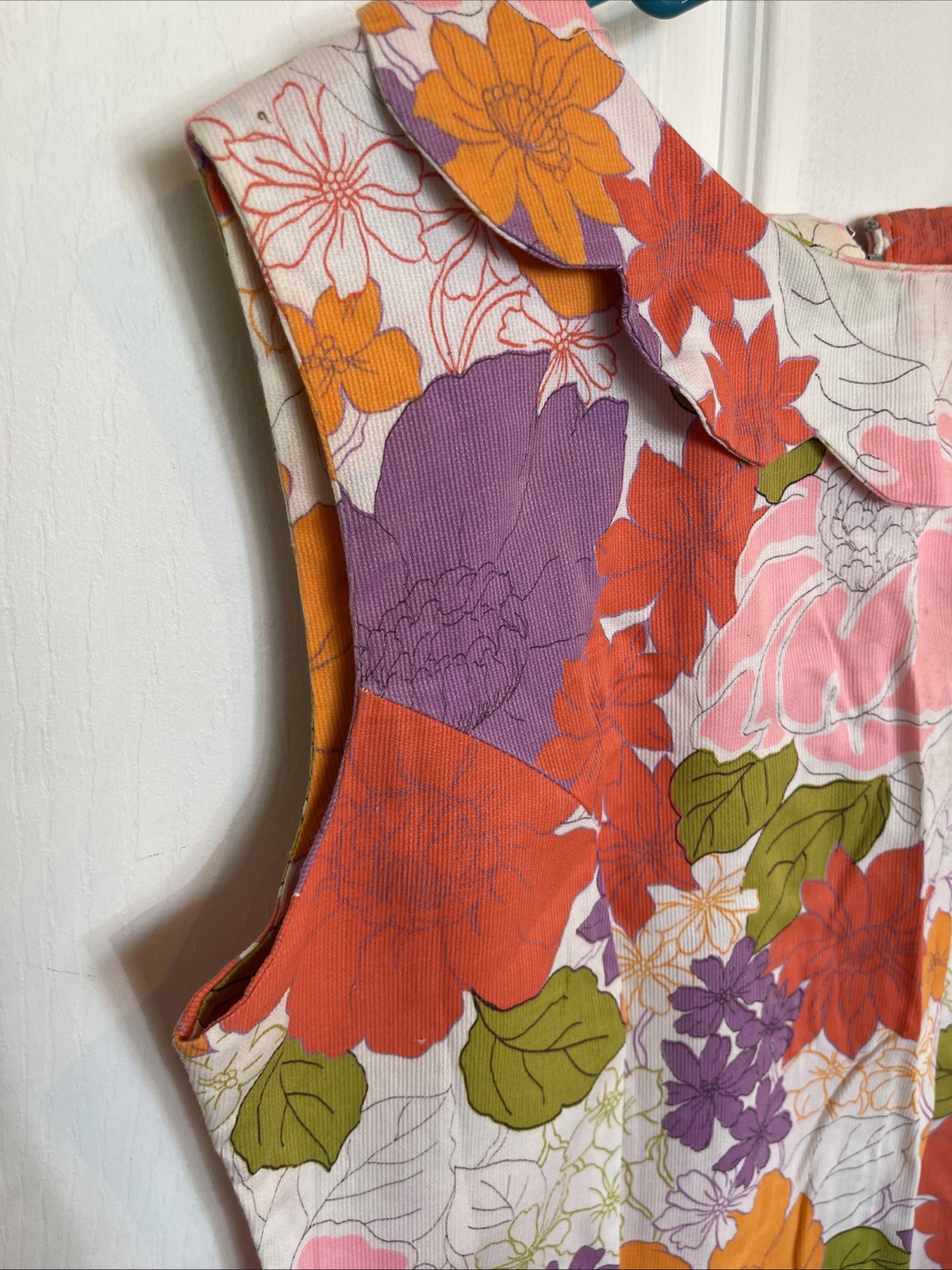 Vintage 1960s 70s Shaker Square Bill Sims Mod Floral Shift Dress Retro A Line