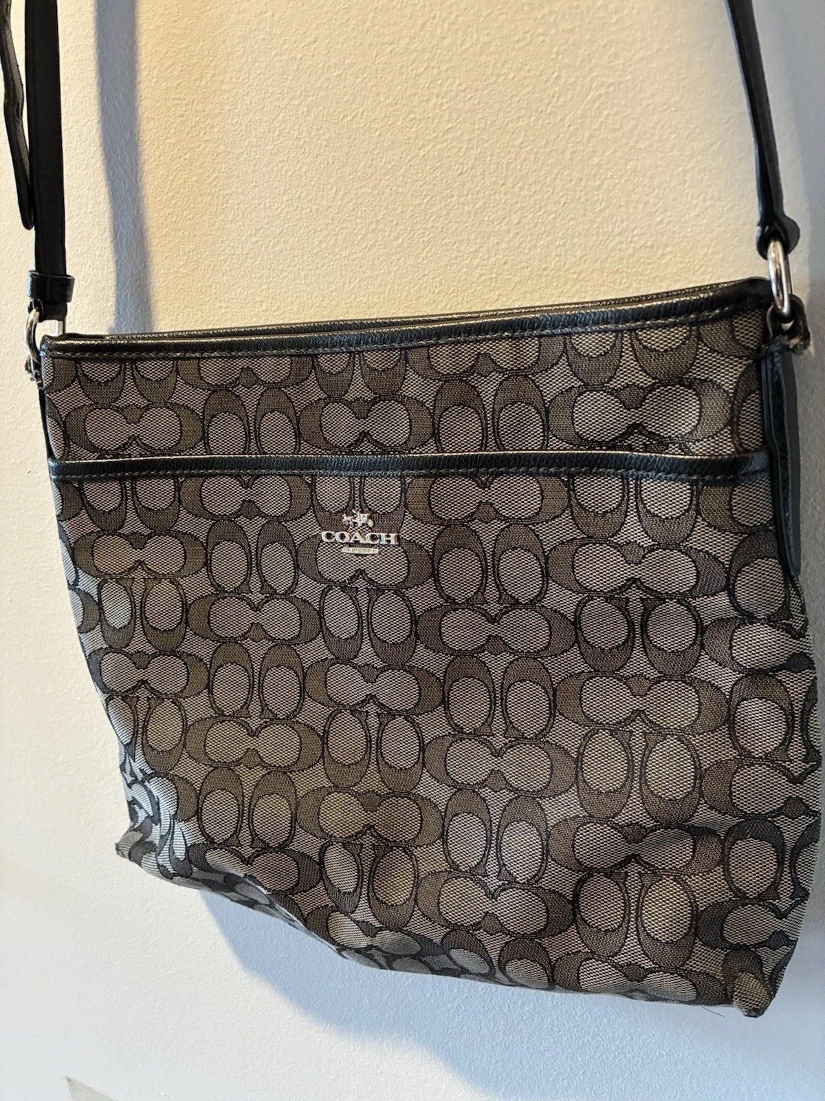 Vintage Coach Signature Canvas Outline File Bag Messenger Crossbody Tote F58285