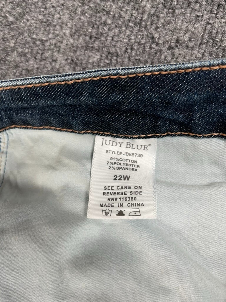 NWT Judy Blue High Rise Control Top Distressed Flare Jeans JB88739 Womens 22W