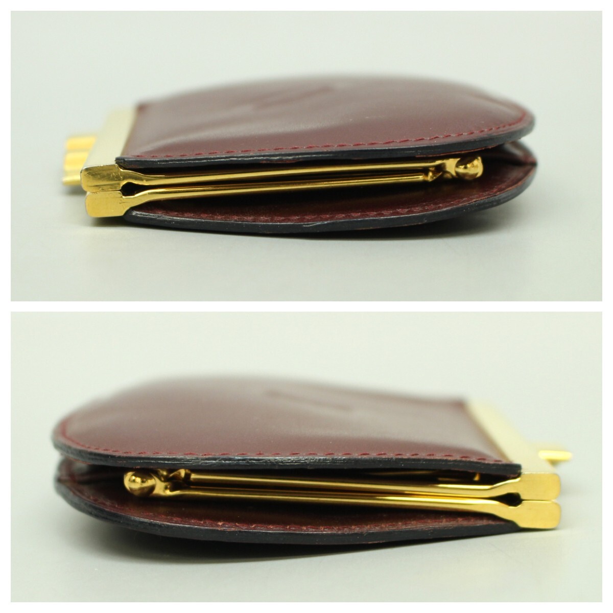 Cartier Vintage Coin Case Gama-guchi Leather Bordeaux Burgundy Coin Case 114