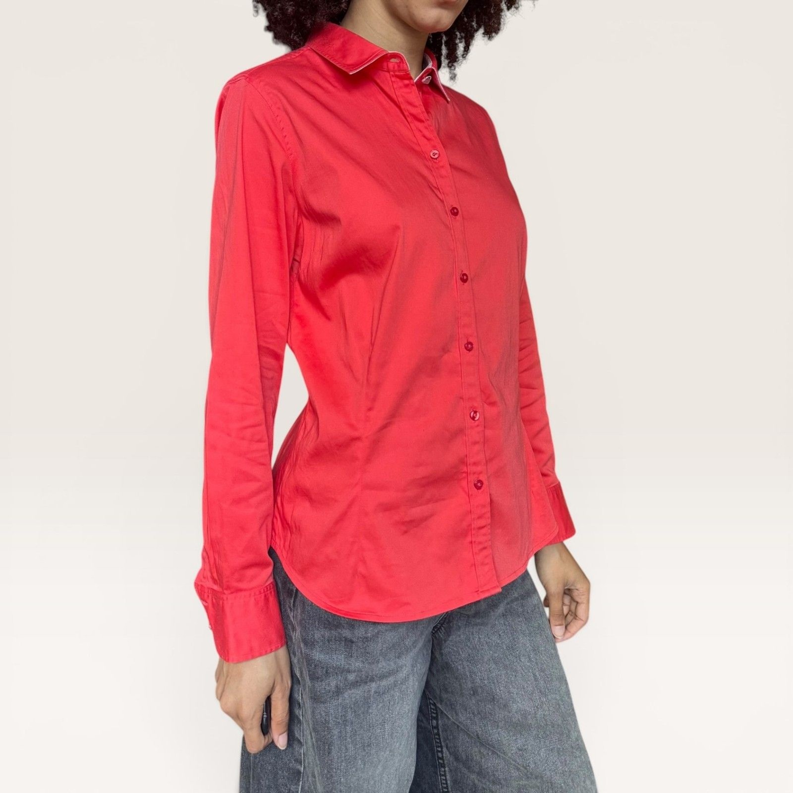 Robert Graham Coral Red Button Down Shirt w/ Pink Purse Button | Mob Wife Office