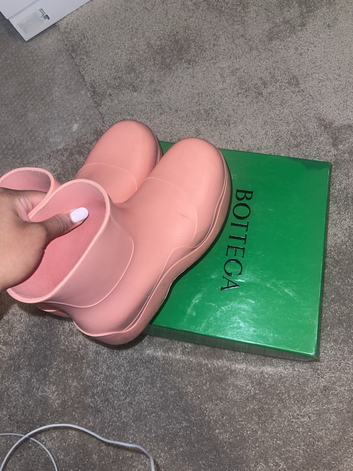 Bottega Veneta Puddle Pink Rubber Ankle Slip On Rain Boots for Women