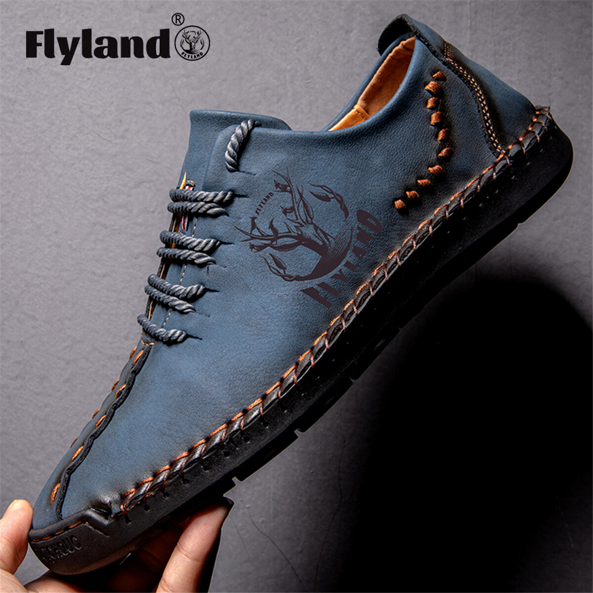 FLYLAND Men’s Fashion Sneakers Casual Leather Shoes Handmade Chukka Dress Boots
