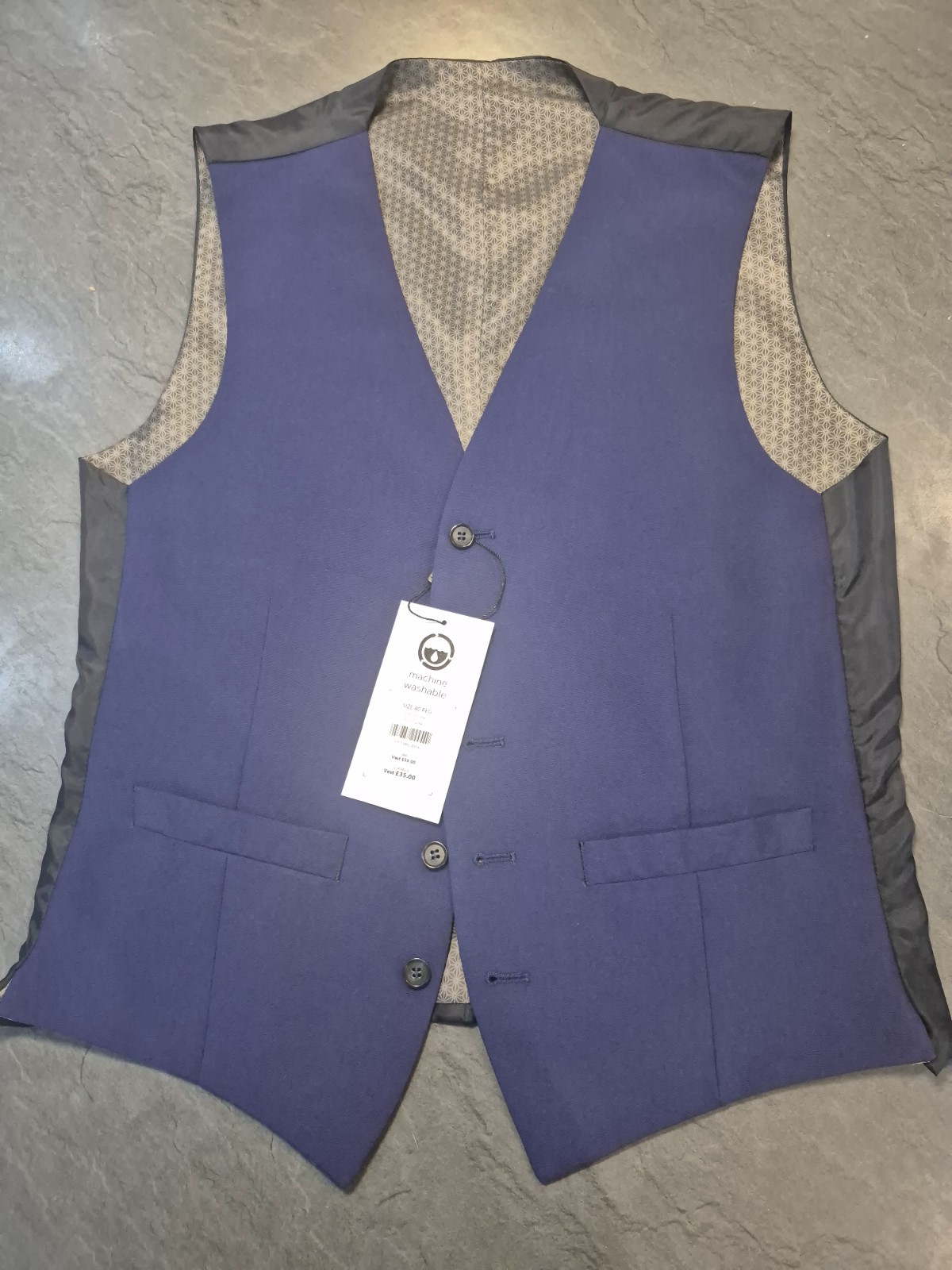 Limehaus Cobalt Blue Waistcoat, Size 40R BNWT