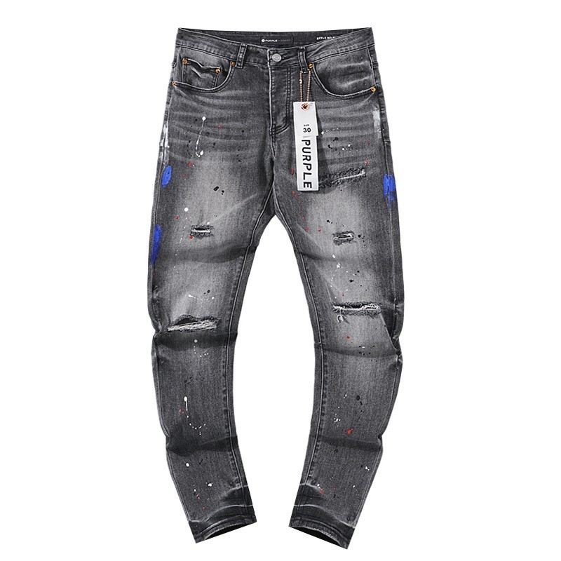NEW Purple Brand Skinny Slim Fit Charcoal Multicolor Paint Splatter Distressed