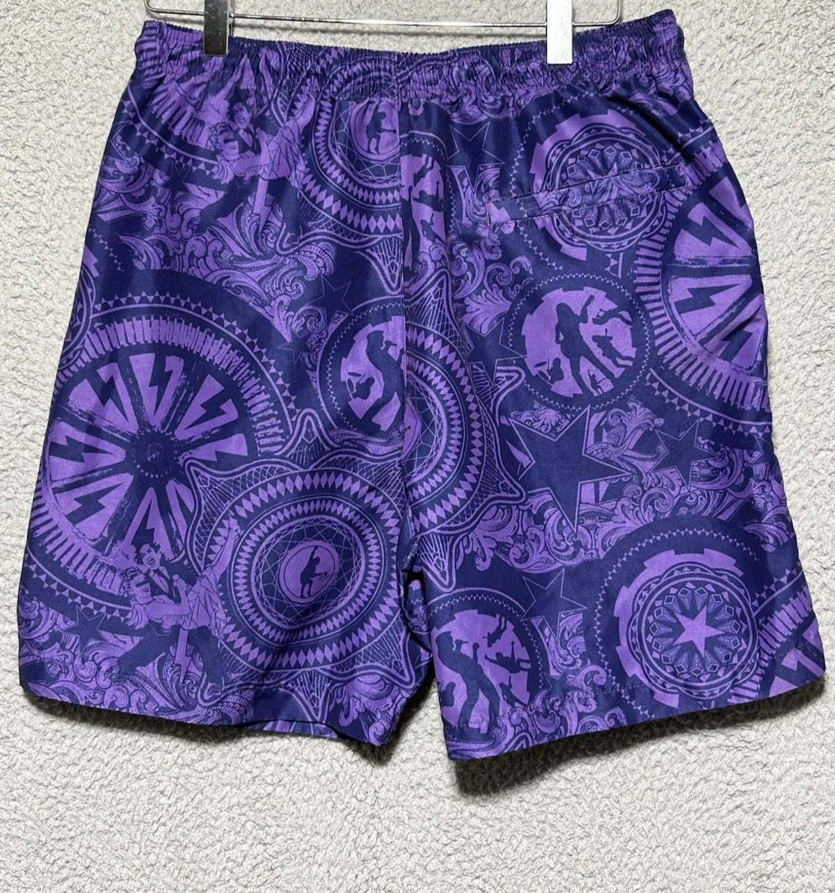 AC/DC Mens Swim Shorts Sz Medium Trunks Dark Purple Drawstring