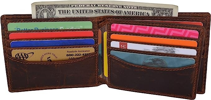RFID Blocking Slim Thin Bifold Credit Card ID Vintage Leather Wallet for Men…