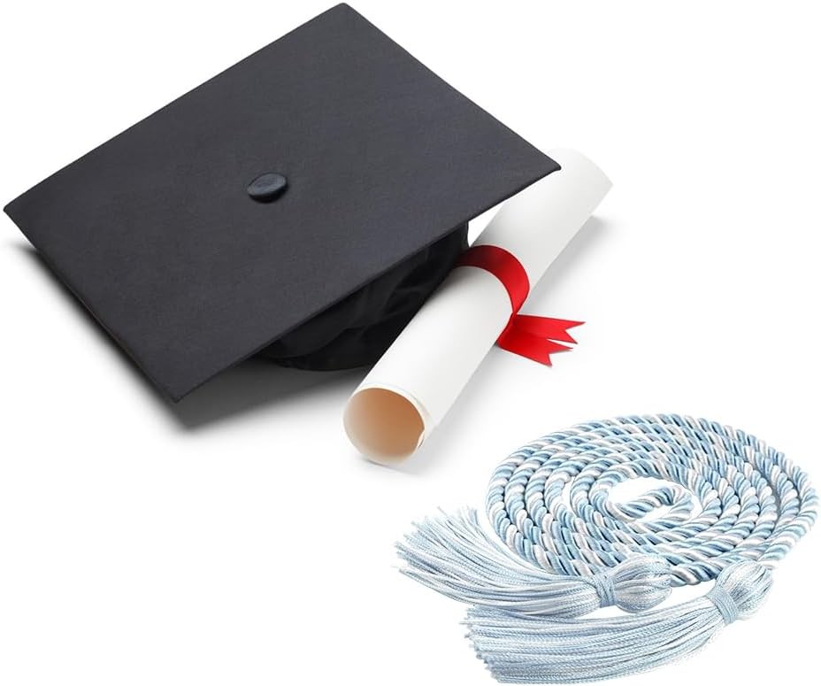Graduation Cord, Cords 2025, Light 1 PCS, Sky Blue & White