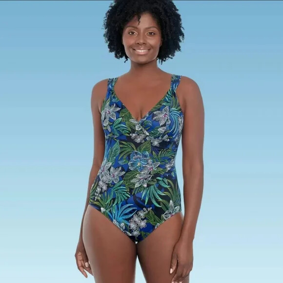 New! Slimming Tummy Control 1pc Tropical Swimsuit ~ RETAILS $70