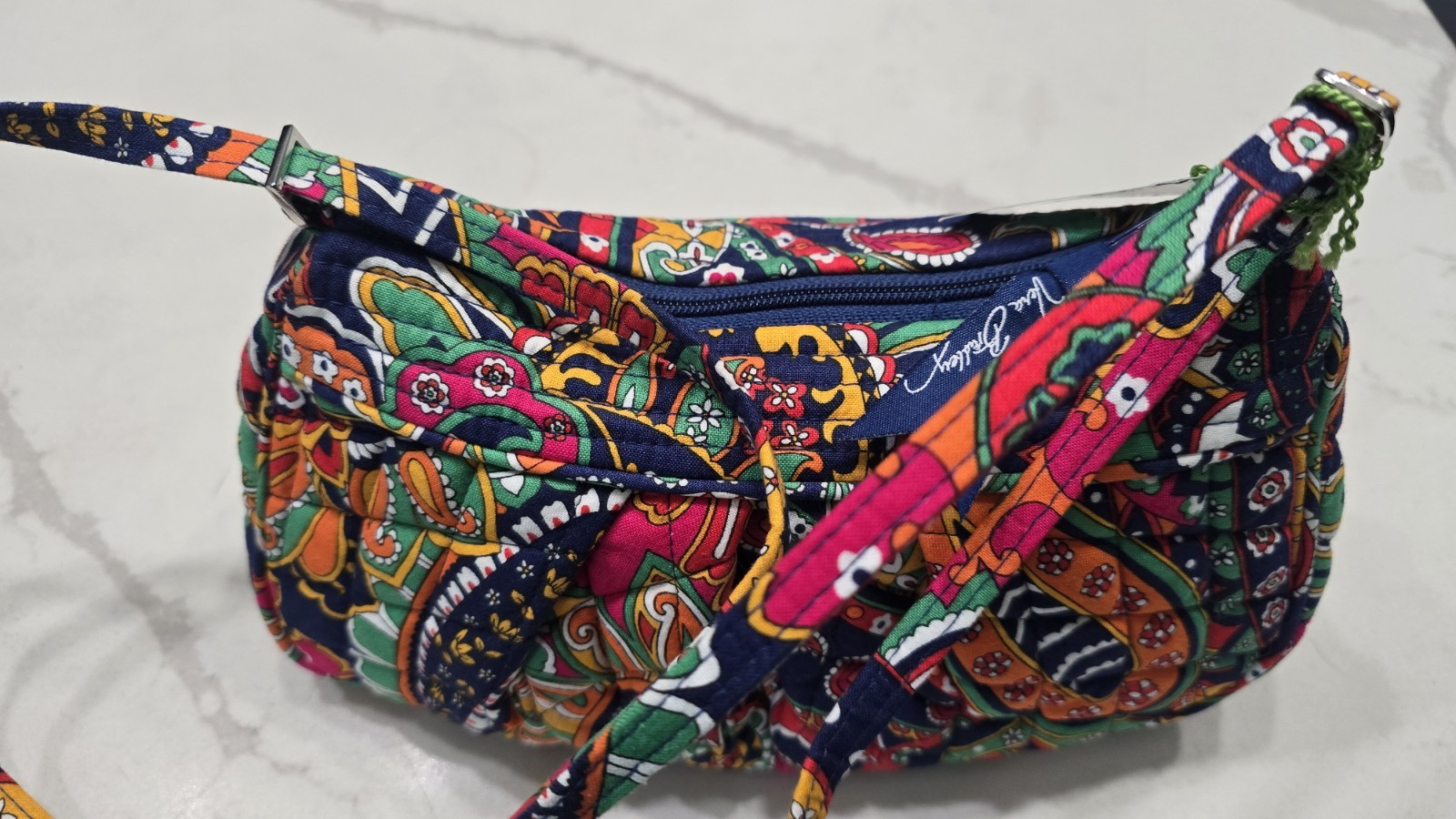 Vera Bradley Multicolor Paisley Small Crescent Shoulder Bag Zip Lined Adj Strap