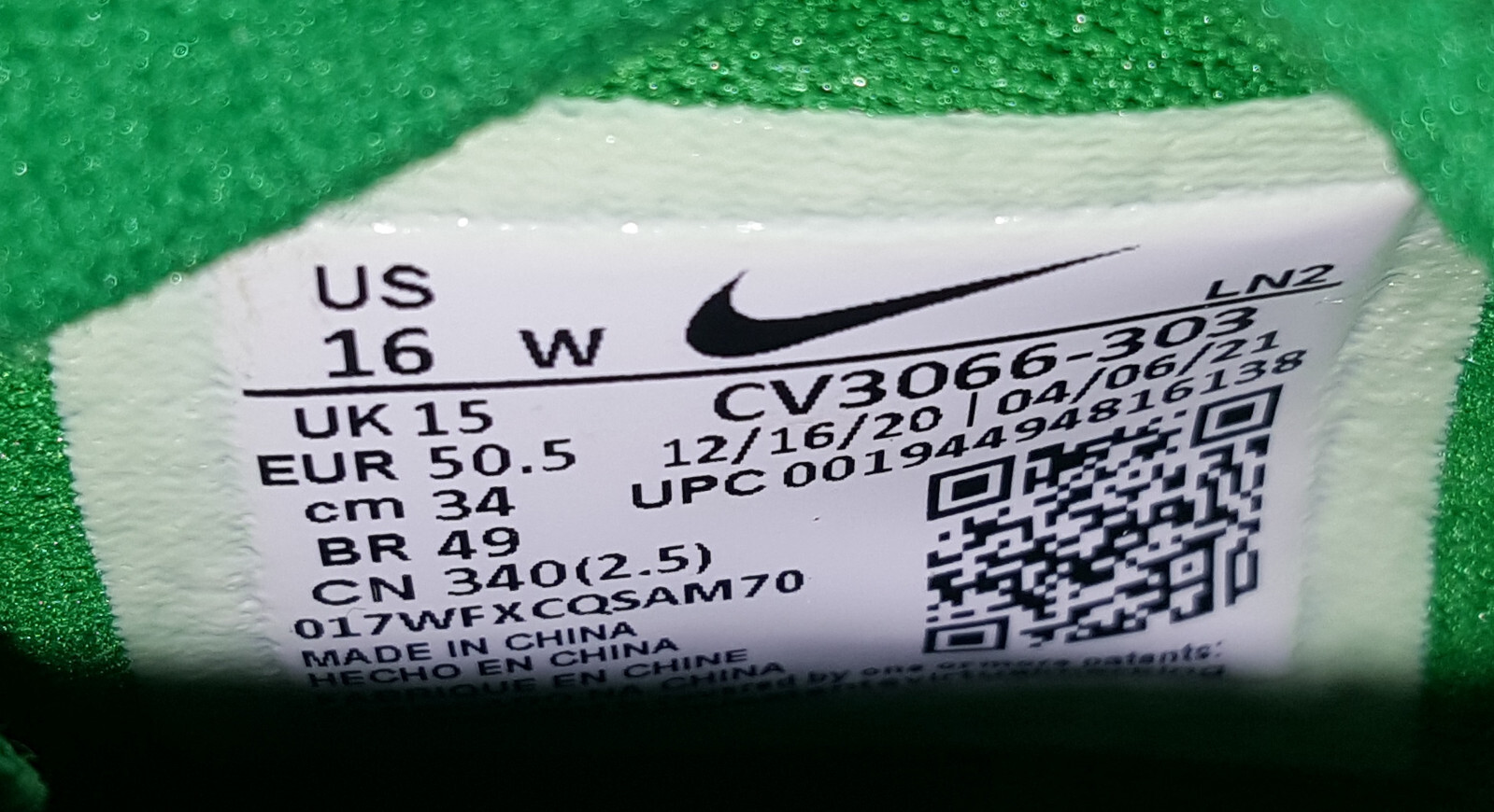 NIKE VAPOR 360 ELITE FOOTBALL CLEATS OREGON DUCKS PE GREEN CV3066-303 (SIZE 16W)