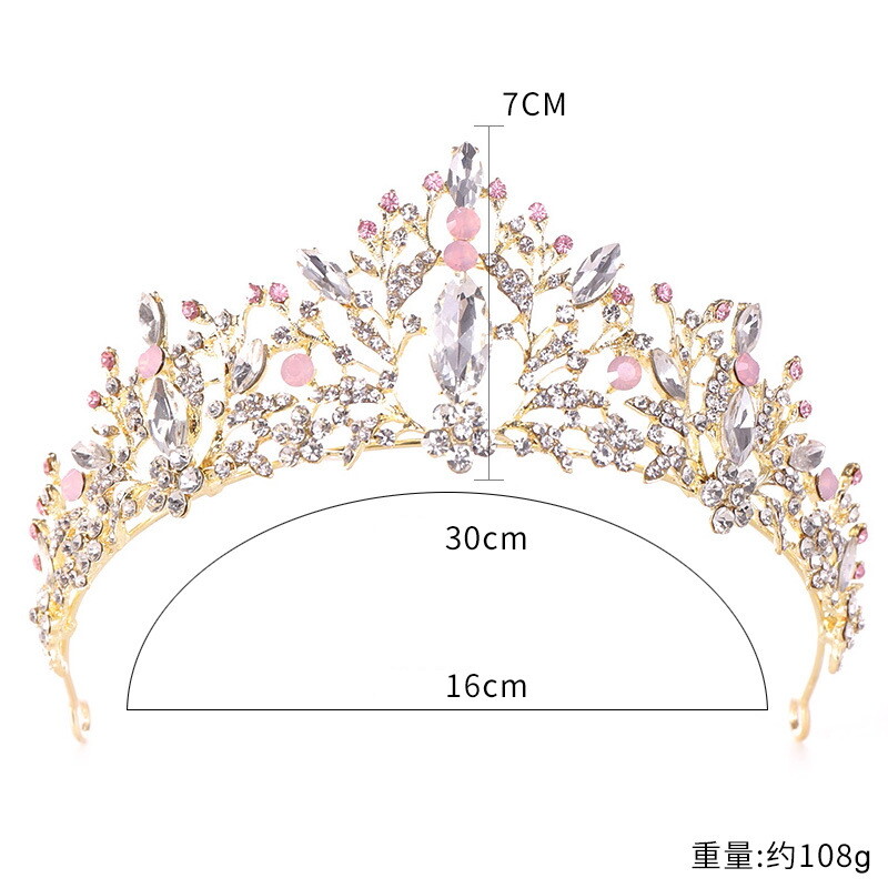 7cm Tall Leaf Crystal Wedding Bridal Queen Princess Prom Tiara Crown For Women