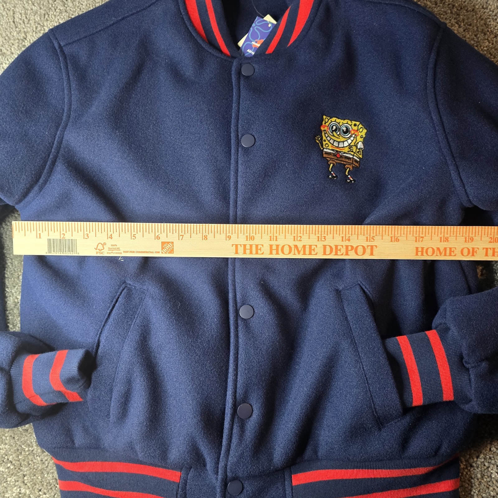 SpongeBob x Aeropostale Faux Wool Bomber Jacket Size XS Check Description