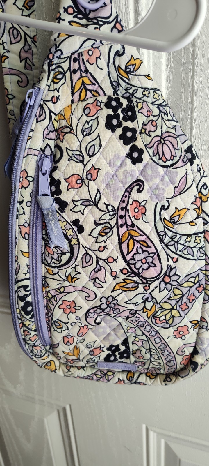 Vera Bradley Maddelena Soft Paisley Crossbody, In Lavendar, Cream And Pink.