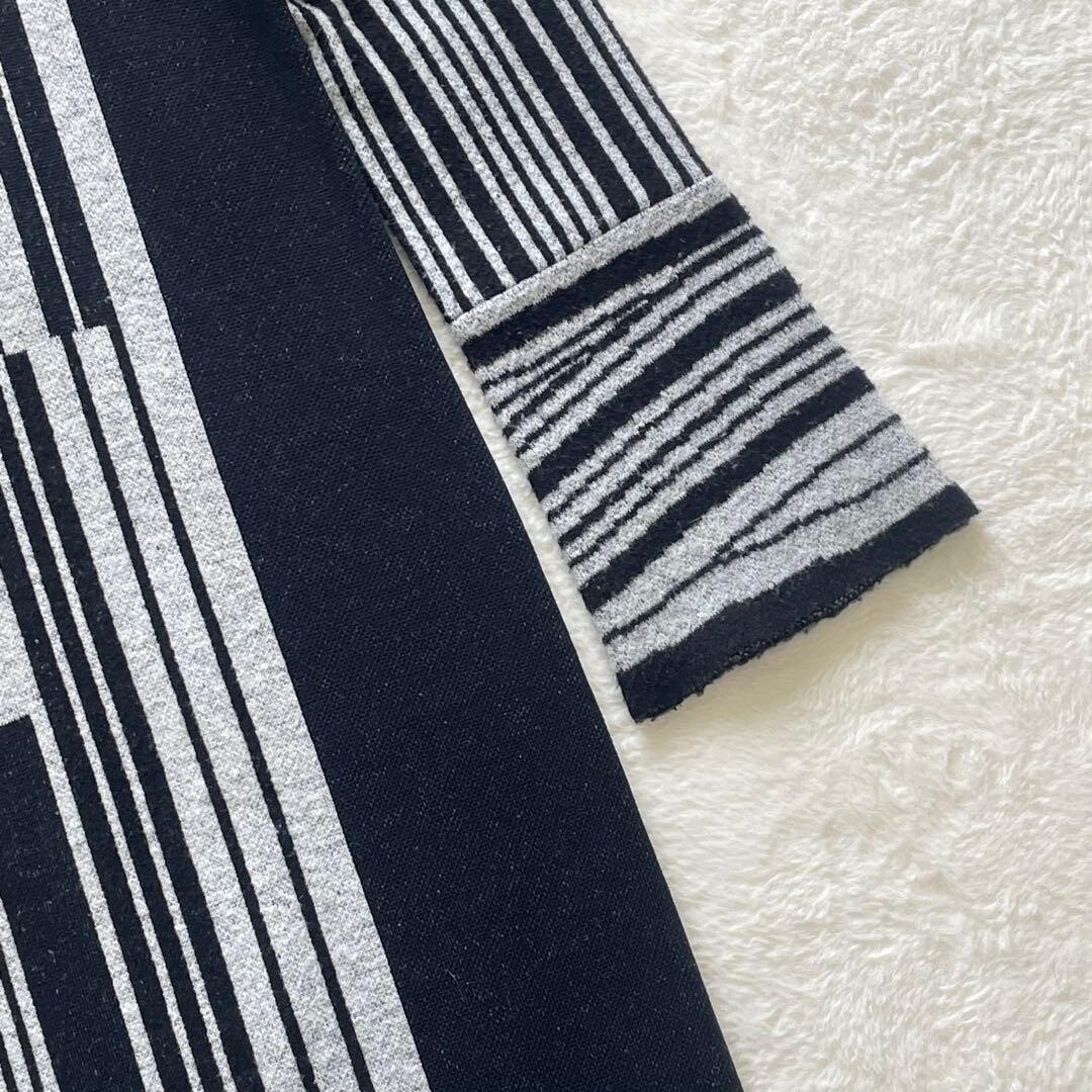 Mame Kurogouchi Multi Stripe Jacquard Knit Dress High Neck Black White Auth