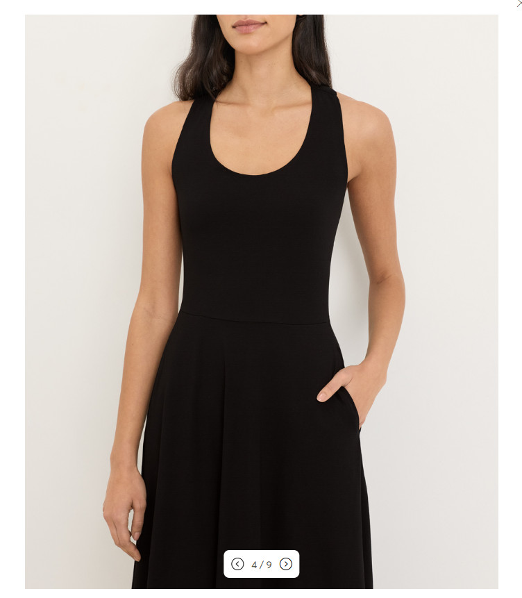 PACT Organic Fit & Flare Open Back Maxi Dress Black