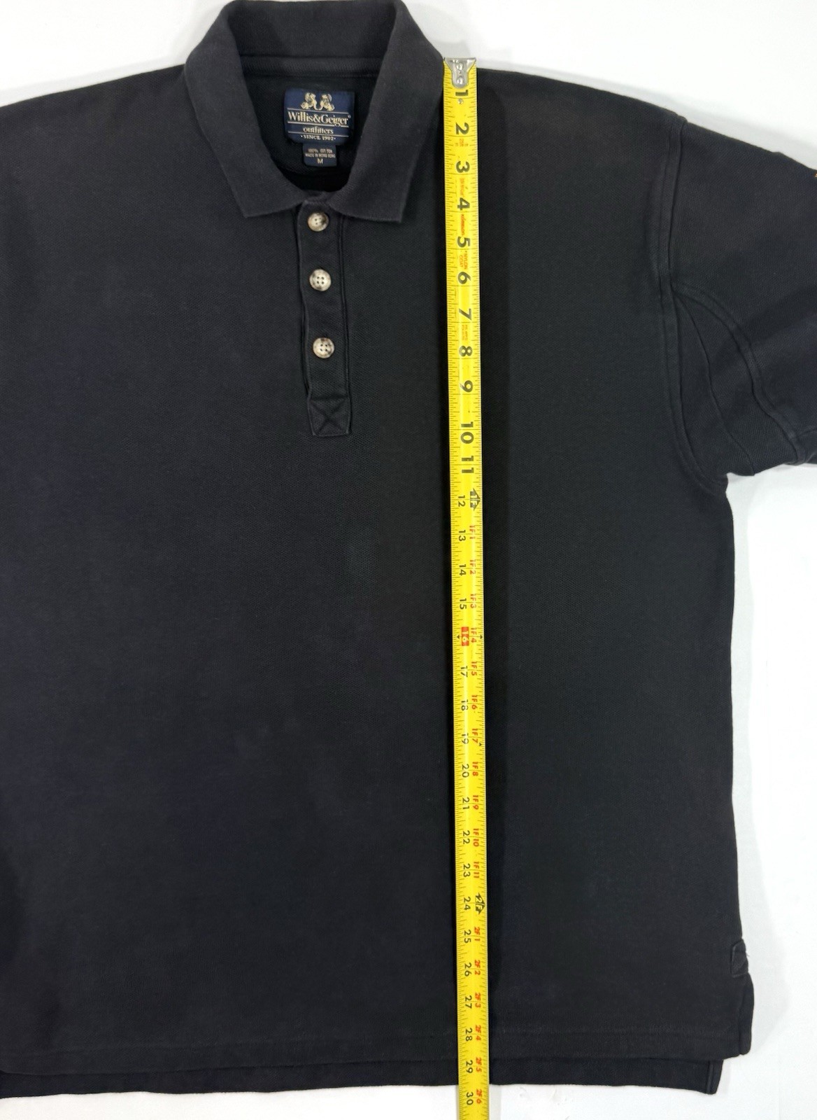 Vtg Willis Geiger Mens Polo Shirt Crest Medium Oversized Heavyweight Hong Kong