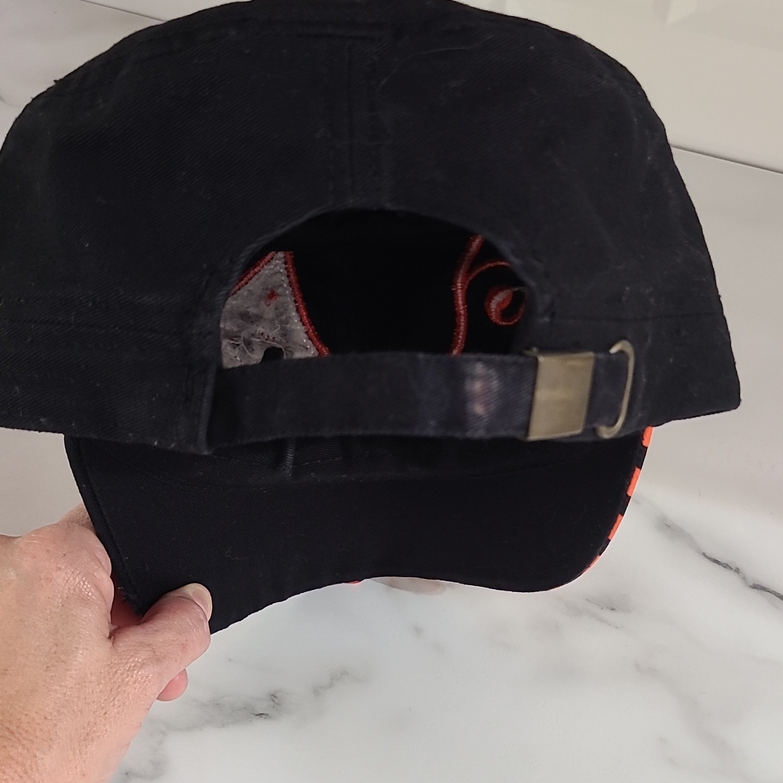 Leader Baseball Cap Chevron Fleur-de-lis Black Orange Red Adjustable One Size