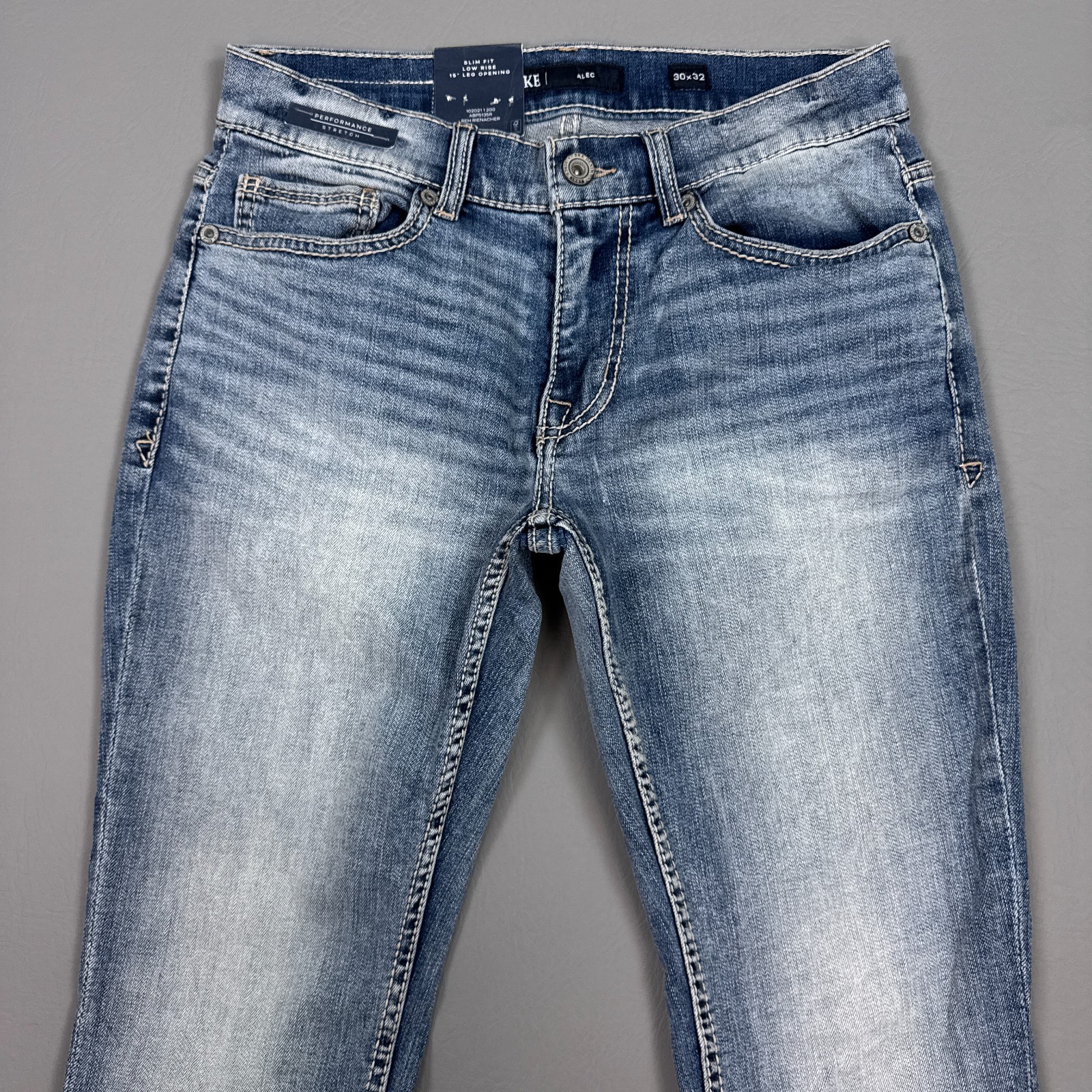 BKE Buckle Jeans Mens 30×32 Blue Alec Denim Pants Faded Stretch Washed Out Slim