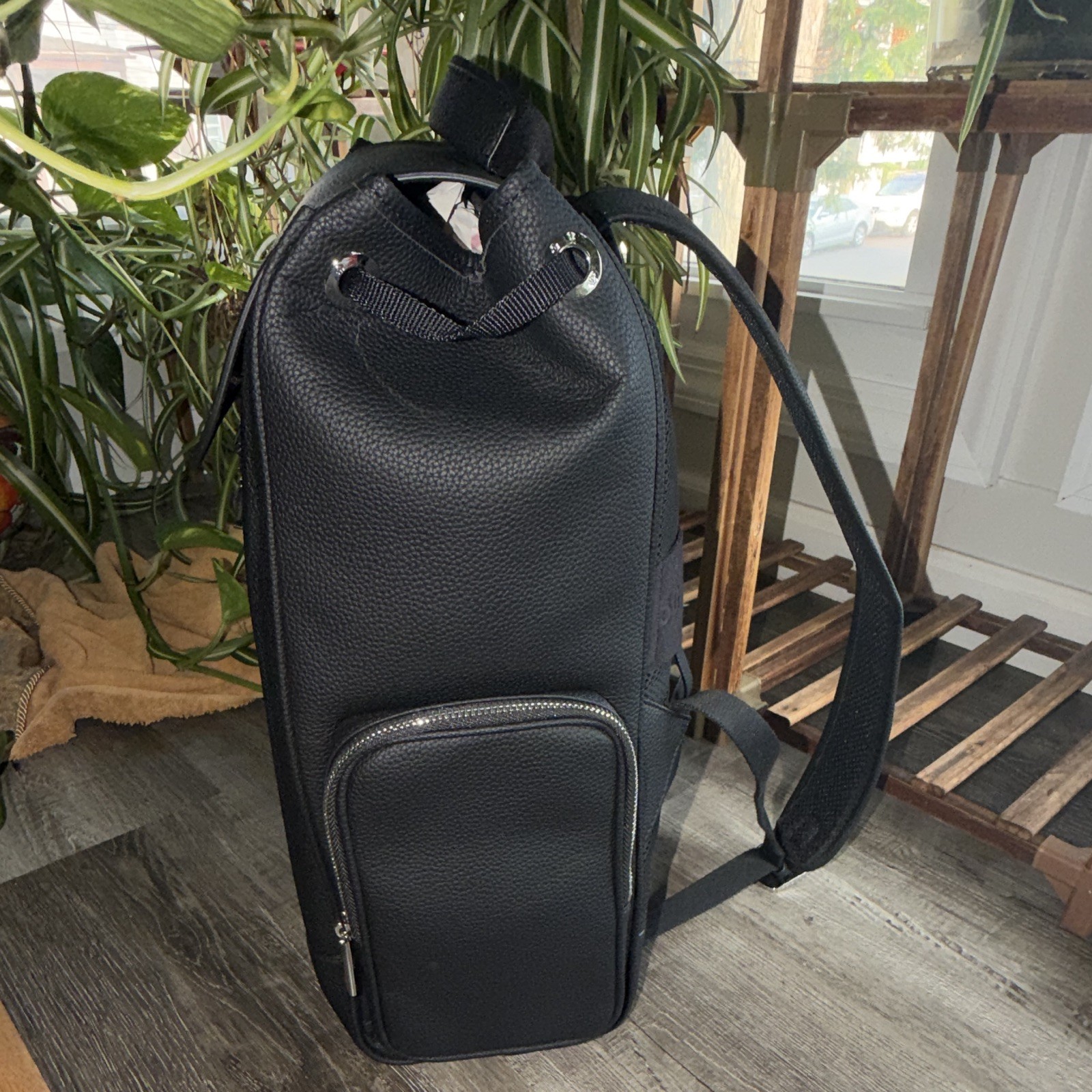 RIMOWA Black Large Flap Backpack Top Handle Outer Pockets Buckle Zip