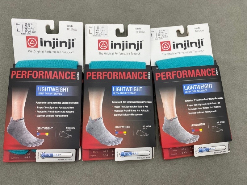 Injinji Men’s 3 Pack Blue LIGHTWEIGHT Size L Performance Unisex No Show Socks