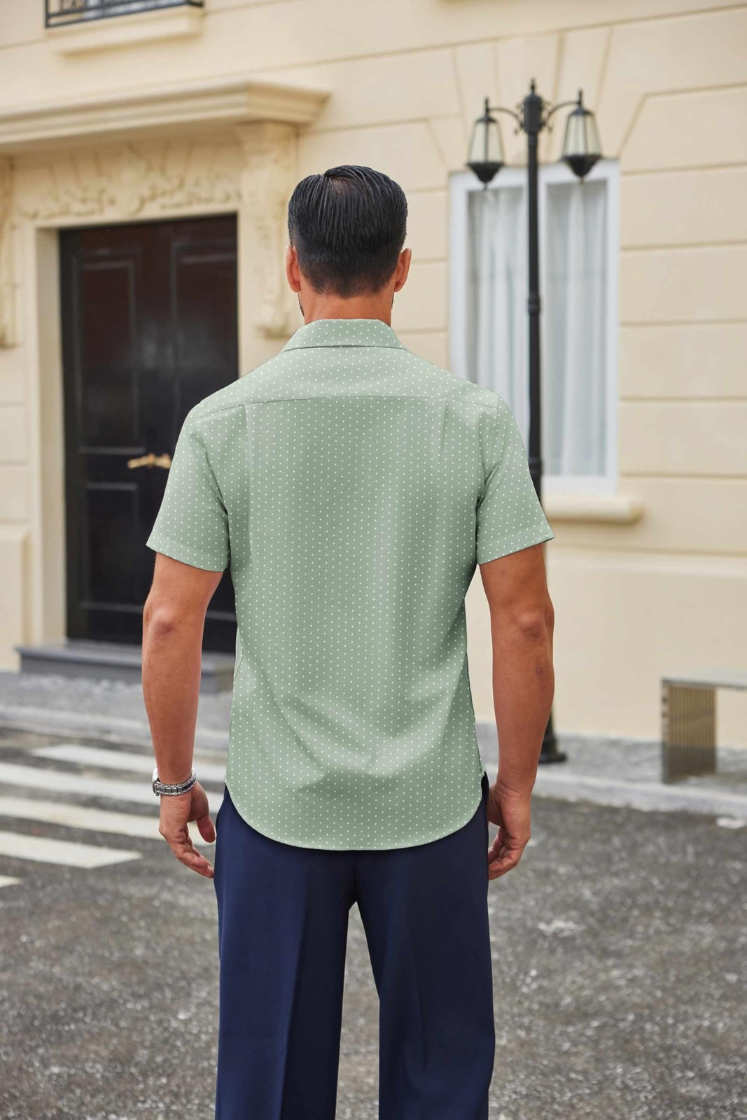 Mens Wrinkle Free Breathable Short Sleeve Button Down Dress Shirt Print Summer