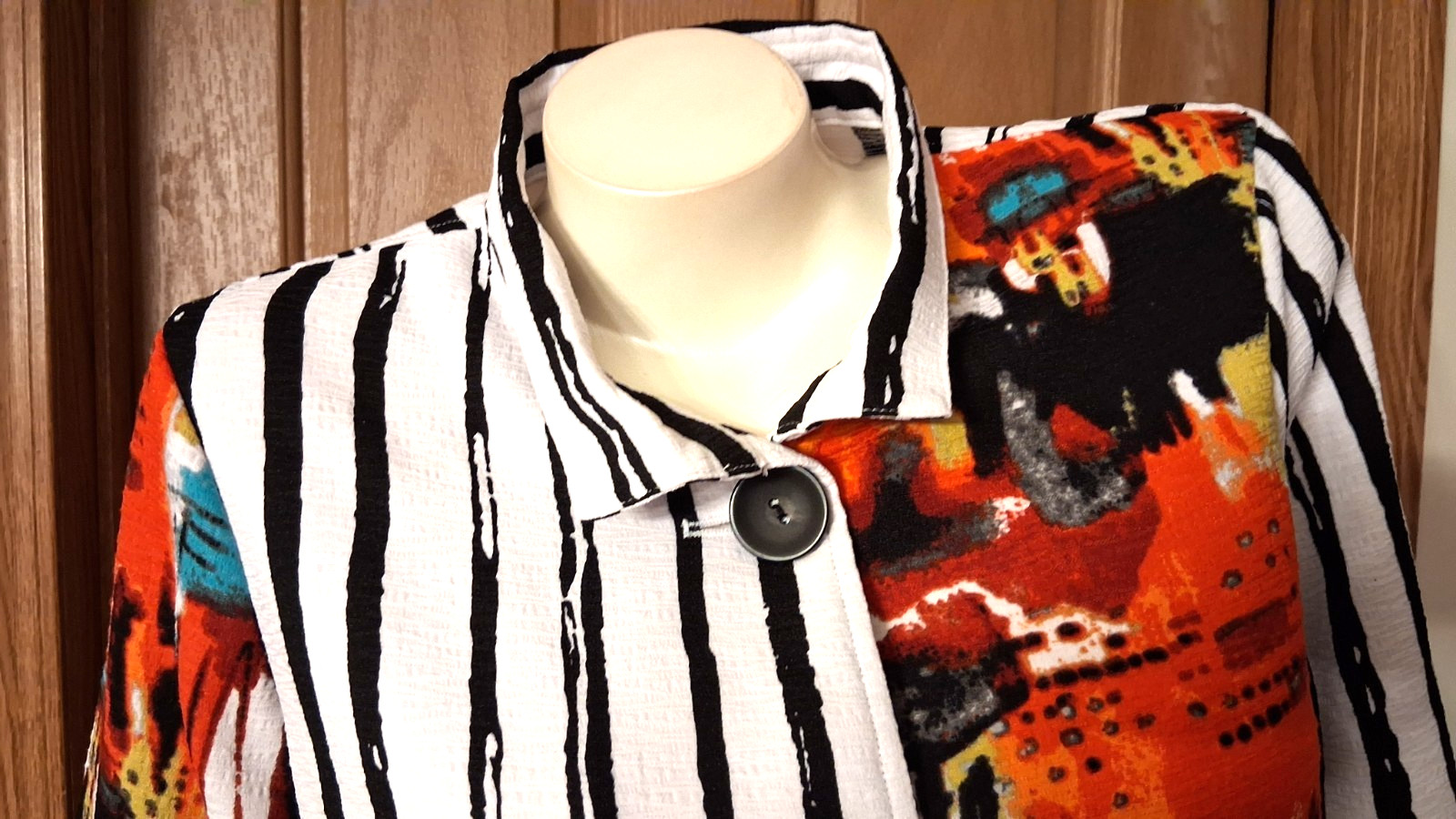 Ali Miles Multicolored Jacket Bracelet Sleeves Buttons Collar Misses PM