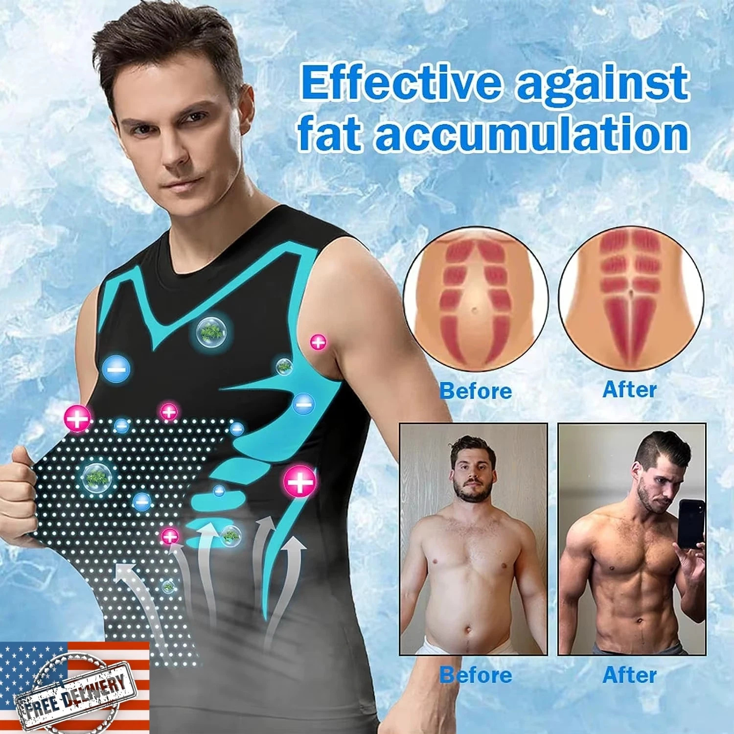 Men Compression Shirt Version Ionic Shaping Sleeveless Vest Sport Tank Top S-2XL