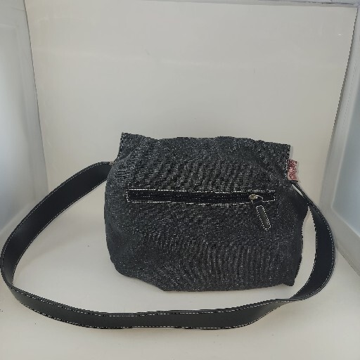 Reversible Purse Red Bandana or Solid Gray Denim by Reaction UNIQUE Cross Body