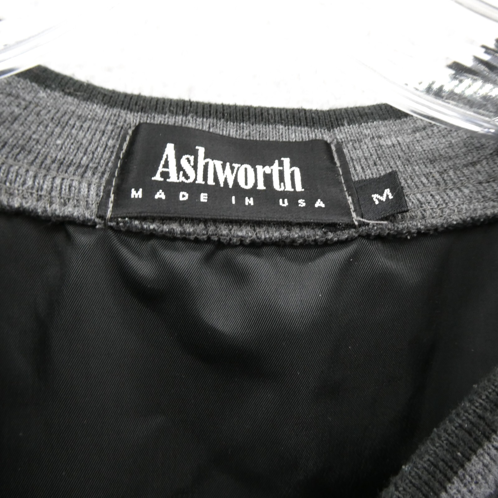 Ashworth Windbreaker Medium Mens Black V-Neck Greystone Golf Course USA Vintage