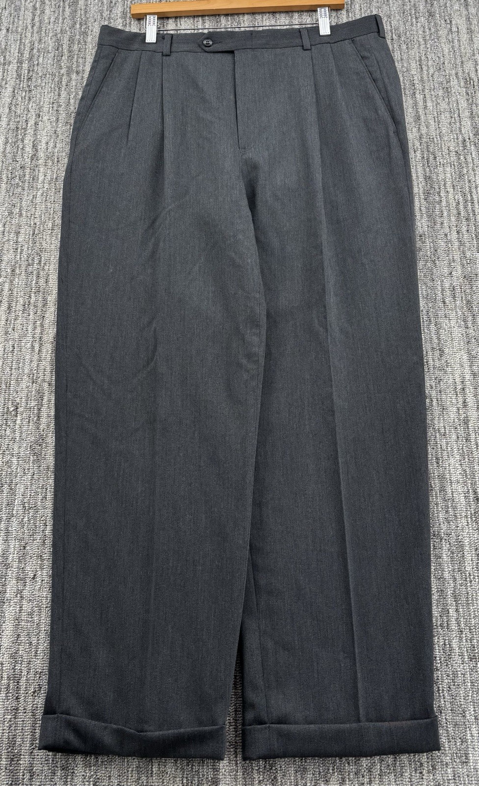 VTG Men’s Loose Relaxed Gray Pleated Cuffed Dress Pants 35×31 Talon Zipper