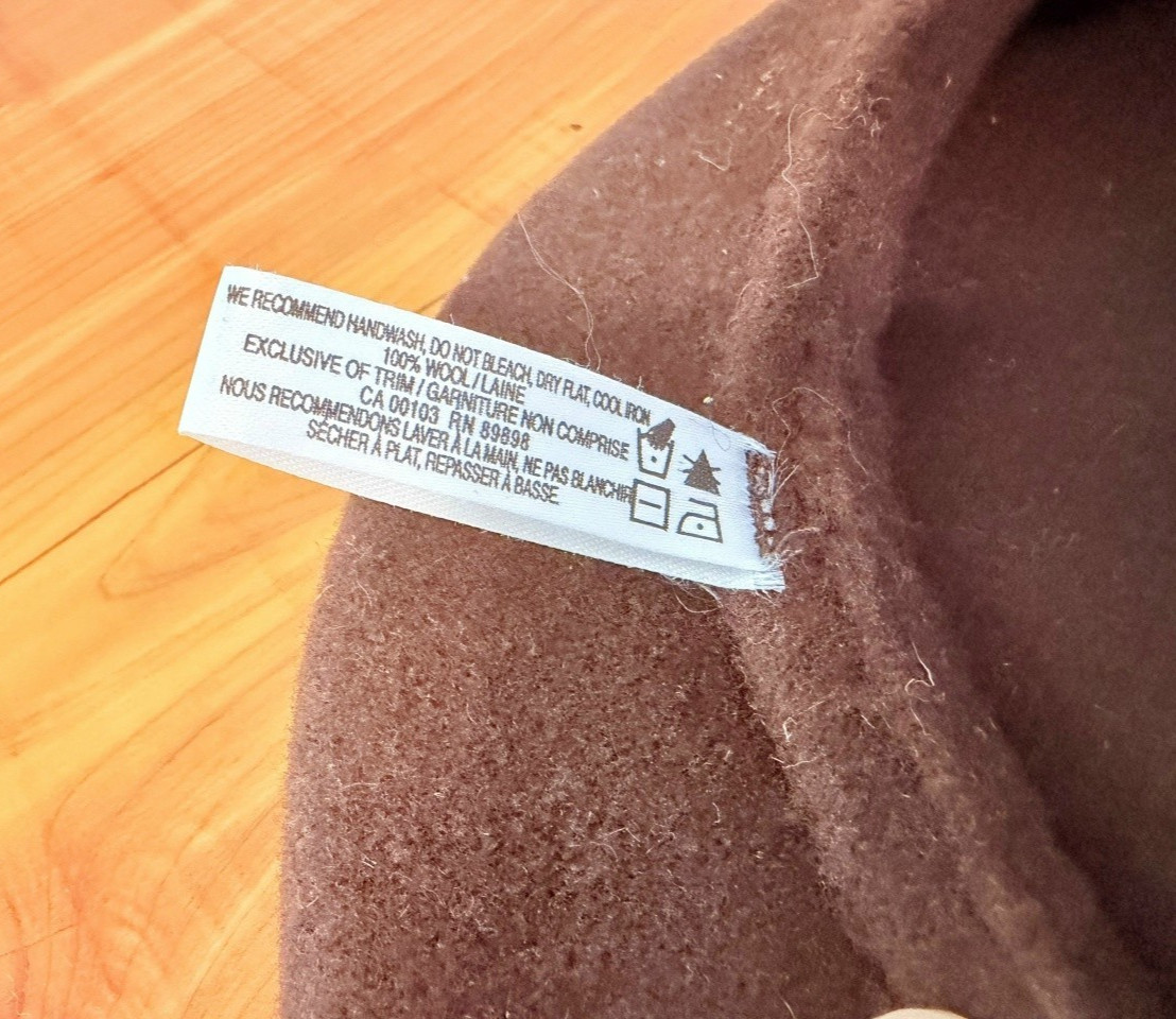 PARKHURST Made in Canada 100% Wool Brown/Beige Floral French Beret Hat