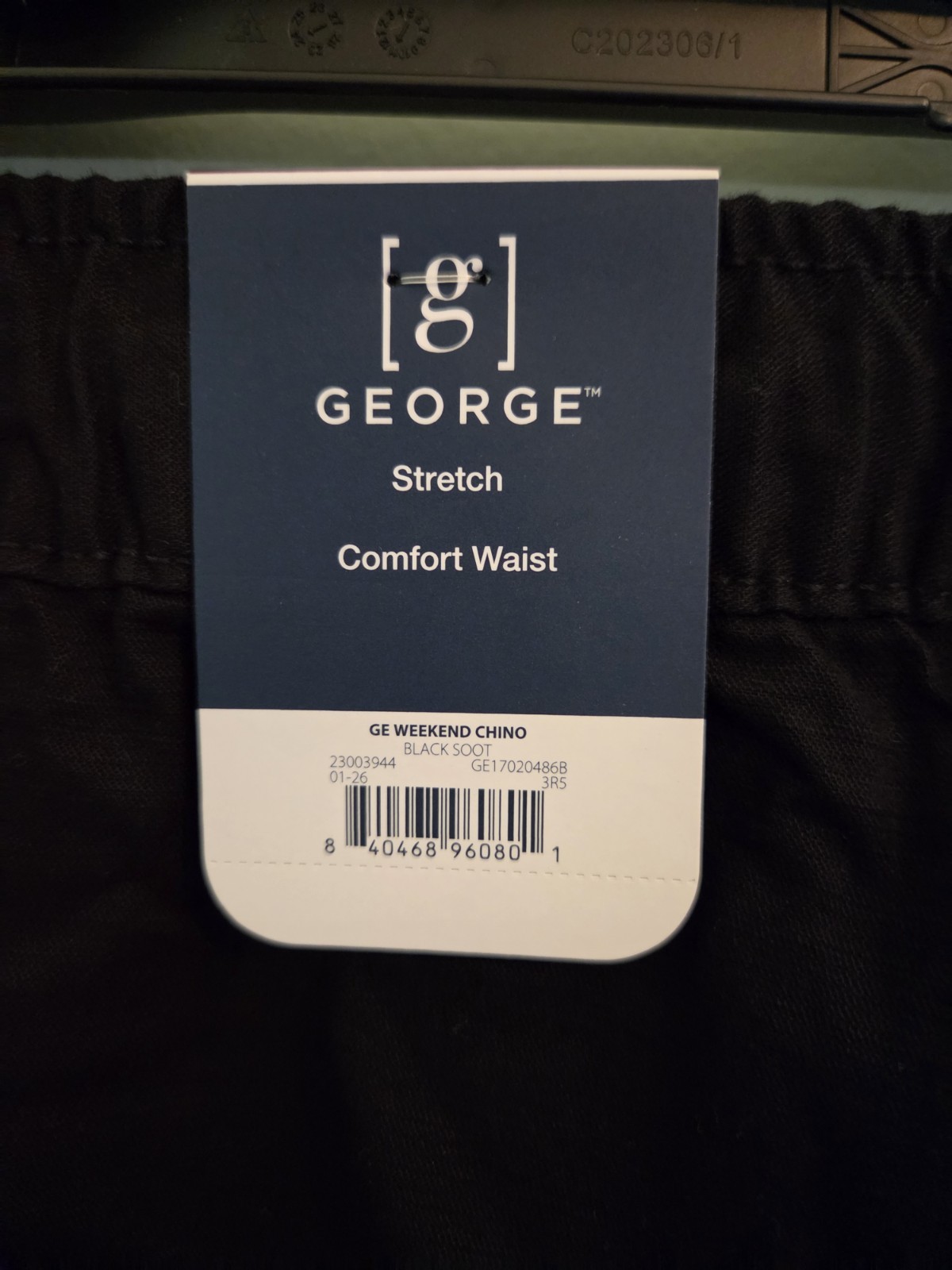 George Men’s 2XL 44-46 Weekend Pull-On Chino Pants BLACK Stretch Waist #21426