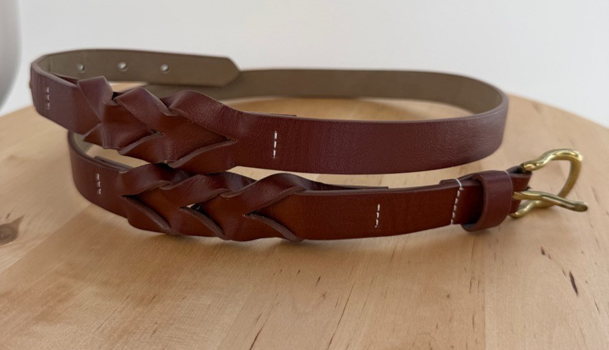 Braided Leather Belt Womens Brown Bonded Flat Size M/L 31-33 in Casual Western