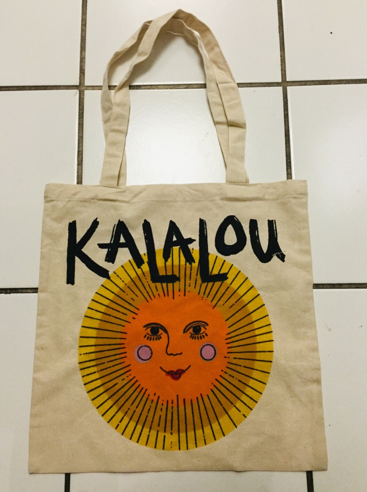 KALALOU Home Decor Tote BAG Decor Canvas Shopping NWOT Happy Sun