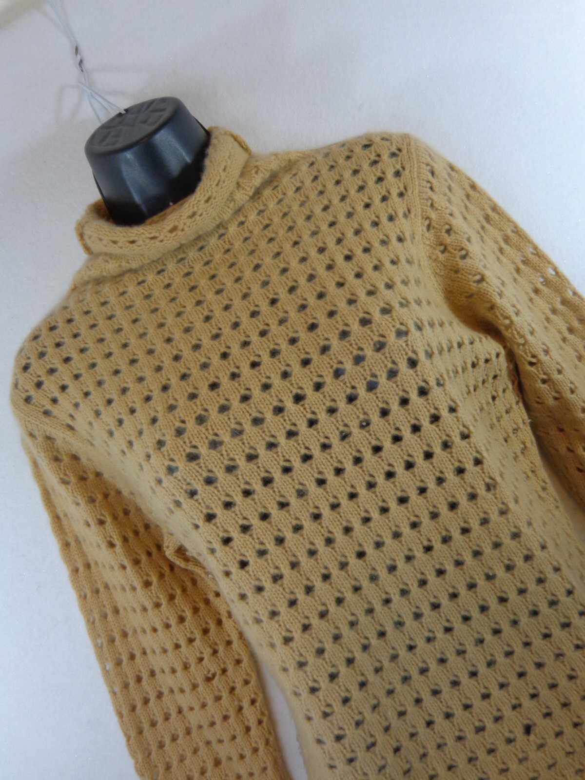 Cullen Sweater Women’s S Light Peach 100% Cashmere Turtle Neck Open Knit