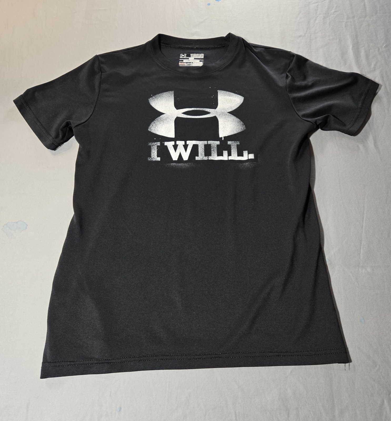 Under Armour Youth Medium YMD Loose HeatGear I Will Black Shirt Tee Boys