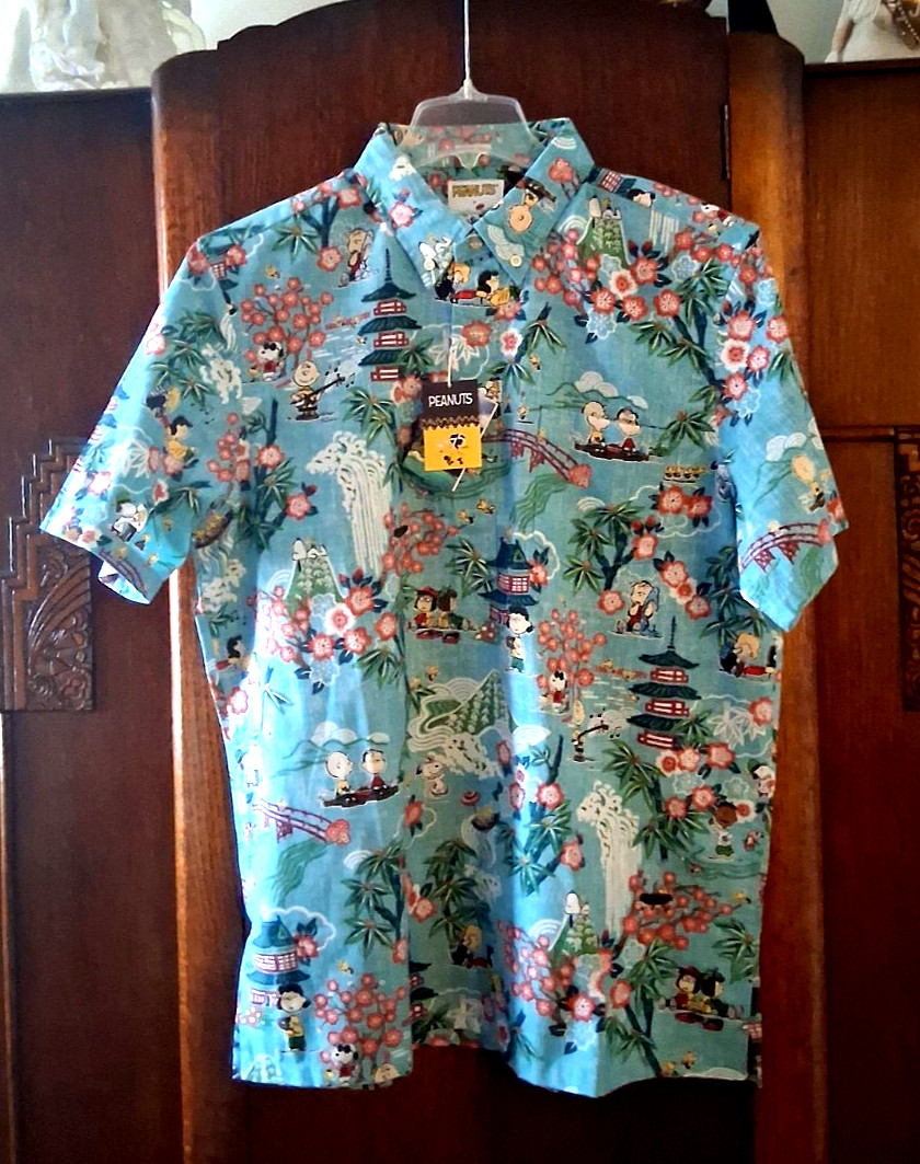 Reyn Spooner Men’s ” PEANUTS IN JAPAN” NWT PULLOVER Classic Fit Aqua Shirts